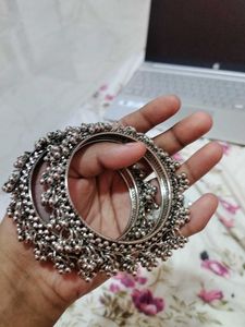 Silver Jhumka Bangles-2pc