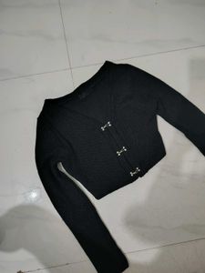 Black Cropped Cardigan