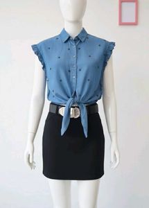 Denim Tie-Front Top