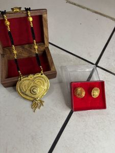 Gold-Plated Mangalsutra &amp; Earring Set