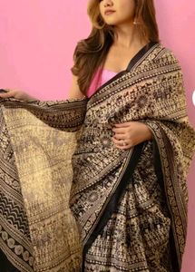 Elegant Black &amp; Beige Saree🖤