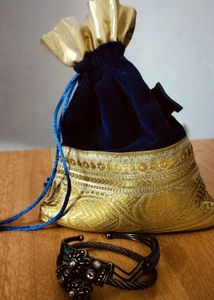 Ethnic bracelet set of 2 with Potli Bag