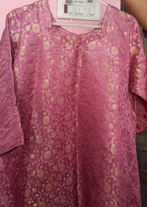 Pink Brocade AlineFrock And Salwar(Unused)