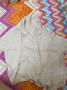 Beige Pocketed Blouse