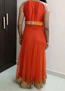 Elegant Orange Ethnic Gown