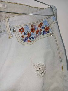 Embroidered Distressed Celebrity Jeans