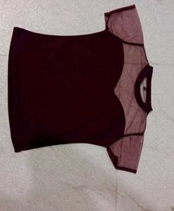 Burgundy Sheer Top ...With Heart Net Shape 🎀