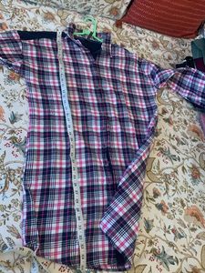 Pink &amp; Navy Plaid Button-Up Tunic