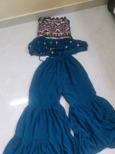Embroidered Blue Top &amp; Shorts Set