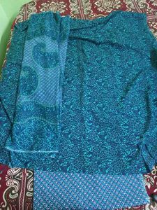 Teal Floral Print Salwar Kameez