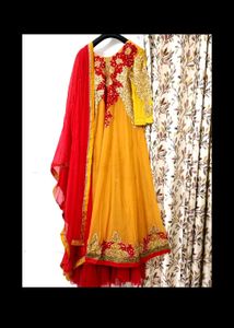 Yellow Red Bridal Dress♥️ 💛