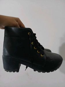 Black Short Boots Size 38 Uk 5