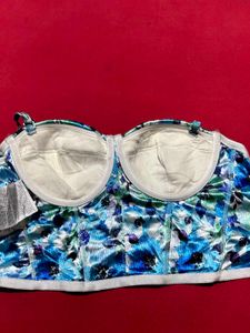 Blue Floral Bustier / Corset Style Top