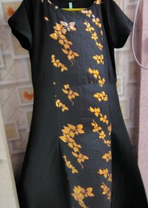 Floral Black Kurta