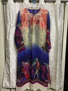 Georgette Printed Embroidered Kurti