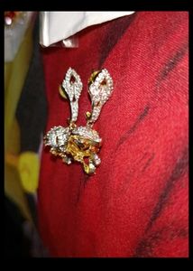 golden cz stone gold plated jhumka