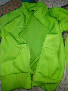 Women Neon Green Winter Sweater Zipper Imported
