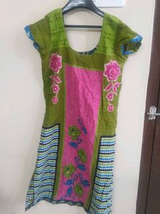 Blue Patterned Casual Pants