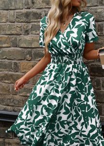Leaf Print Midi Dress