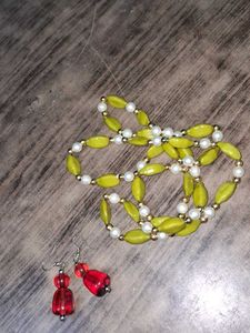 Vintage Beaded Necklace &amp; Earring Set