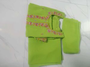 Lime Green Embroidered Kurta Set