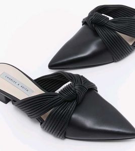 Charles and Keith Black Knotted Mules