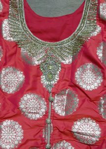 Top And Skirt Banarsi With Heavy Hand Work