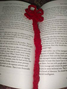 Red Crochet Handmade Bookmark