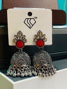 Red Jhumka Earrings