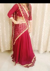 So Beautiful ❤️ Maroon Lahenga Saree