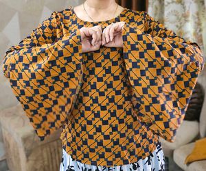Patterned Bell Sleeve Top