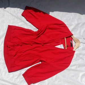 Imported Red Button-Front Jacket ♥️