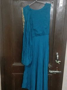 Elegant Teal Ethnic Gown saree style