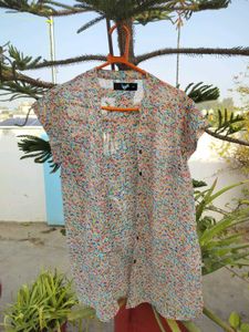 Colorful Print Button-Down Top