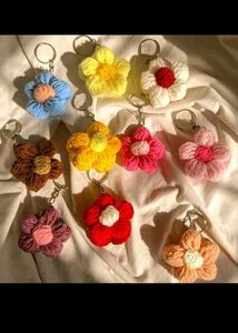 Handmade Crochet Flower Keychain