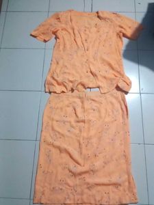 Vintage Orange Skirt Set