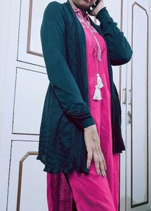Bottle Green Mid Length Shrug