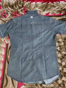 Imported Denim Short Sleeve Button Down