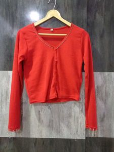 Rhinestones Studded Ribbed Top
