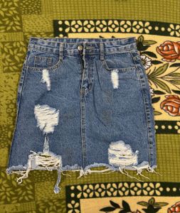 Denim Skirt &amp; Floral Top Set