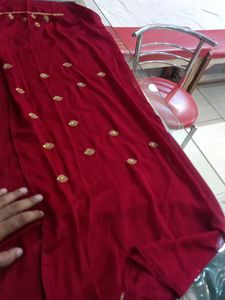 Red &amp; Gold Embroidered Saree