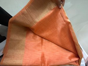 Elegant Peach &amp; Gold Saree