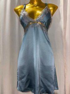 Silky Blue Lace Lingerie Dress