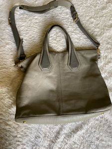 Gray Leather Tote Bag