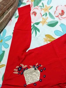 Red Kurti with Tie-Dye Skirt Set