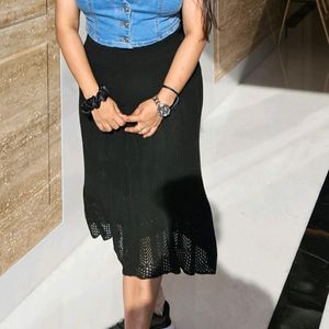 Black Crotchet Skirt Fully Strechable