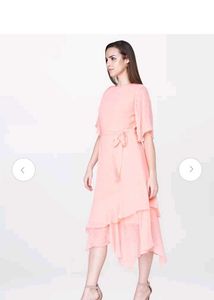 Peach Fit And Flare Dress