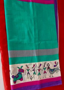 Raw Silk Green Printed Saree