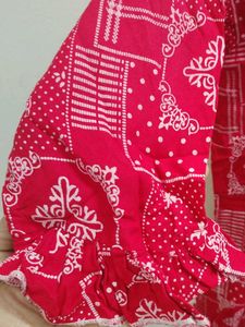 Red &amp; White Printed Kaftan Kurta