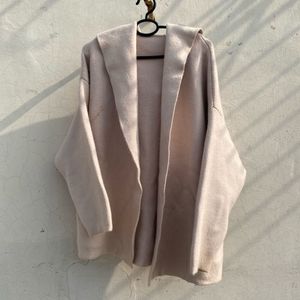 Hooded Open-Front Cardigan